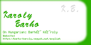 karoly barho business card